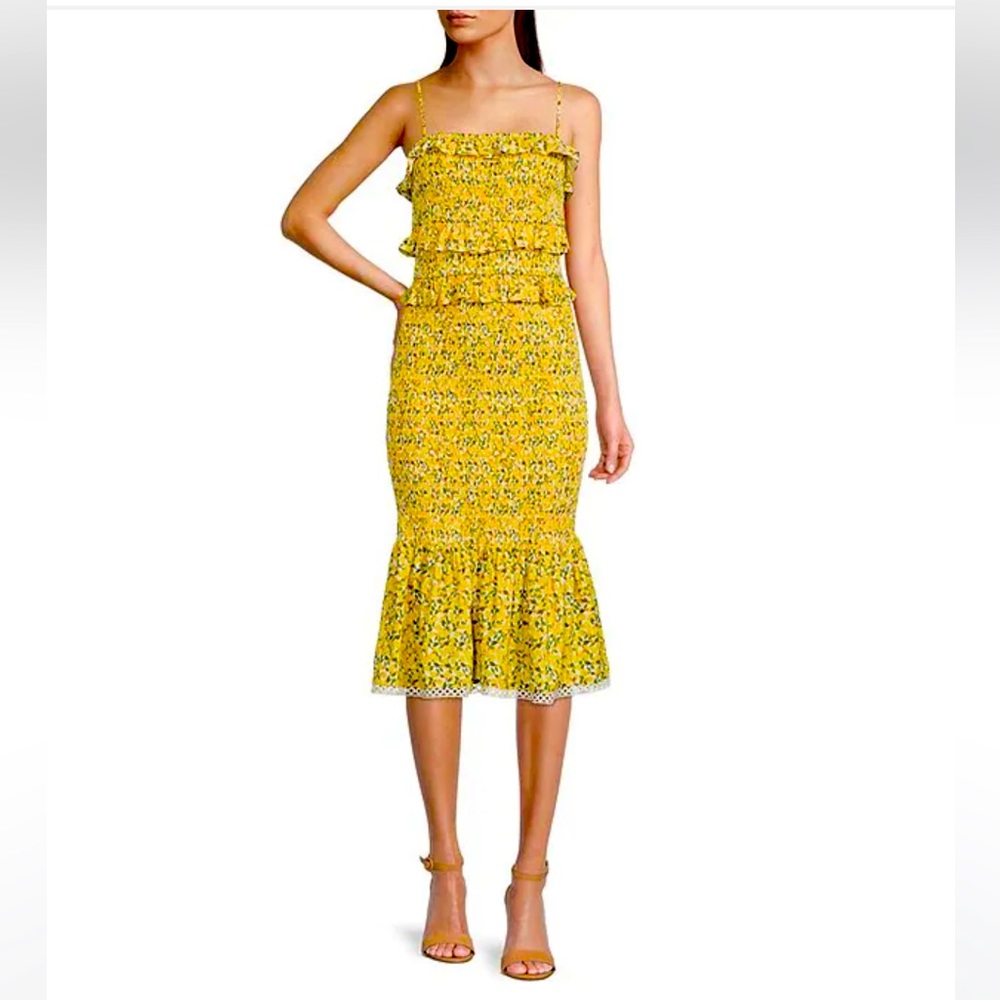 ✨New Antonio Melani Sleeveless Ruffle Tiered Smocked Flounce Hem Midi Dress✨